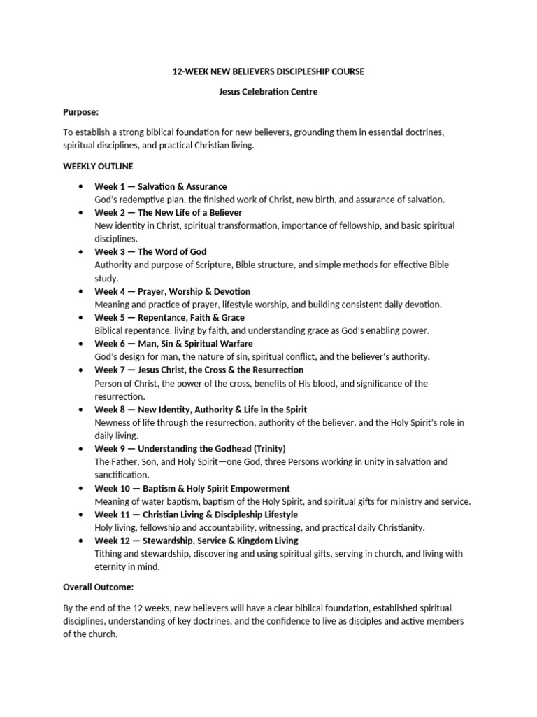 12-Week Discipleship Course for New Believers | PDF