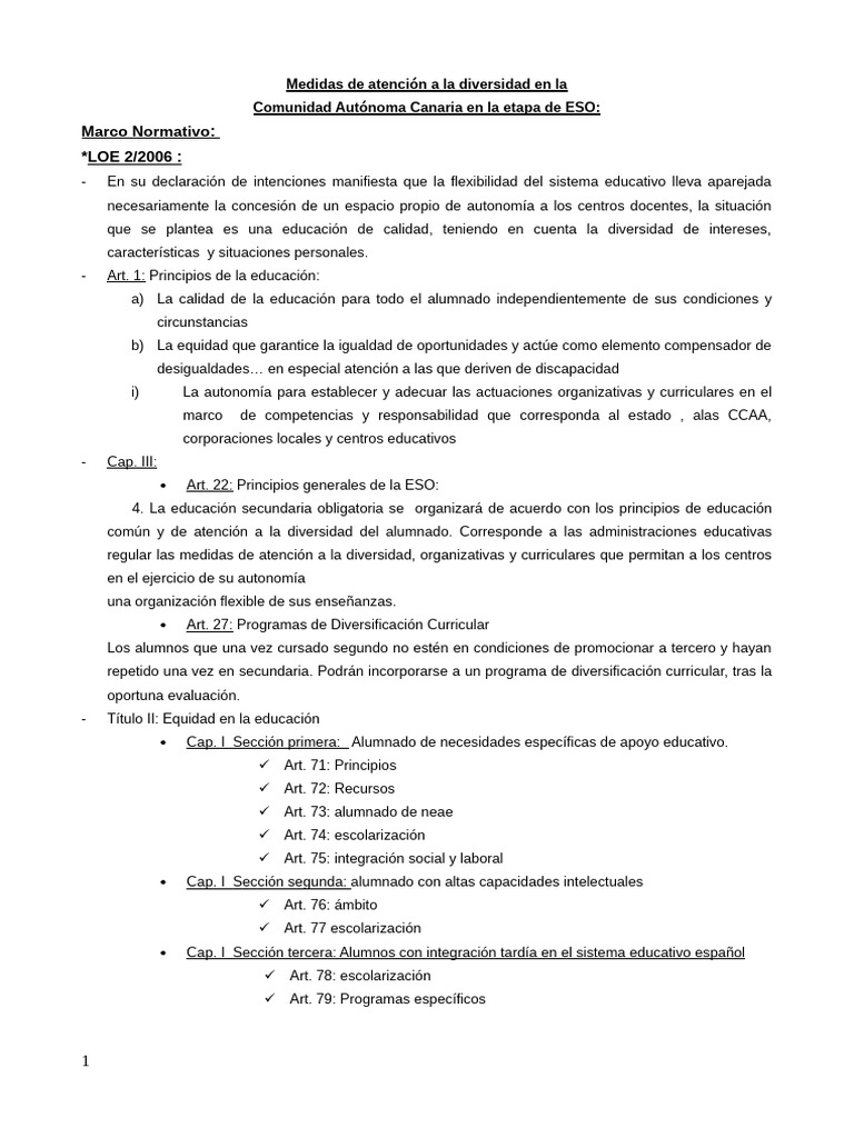 Atención a la Diversidad en ESO Canarias | PDF | Plan de estudios ...