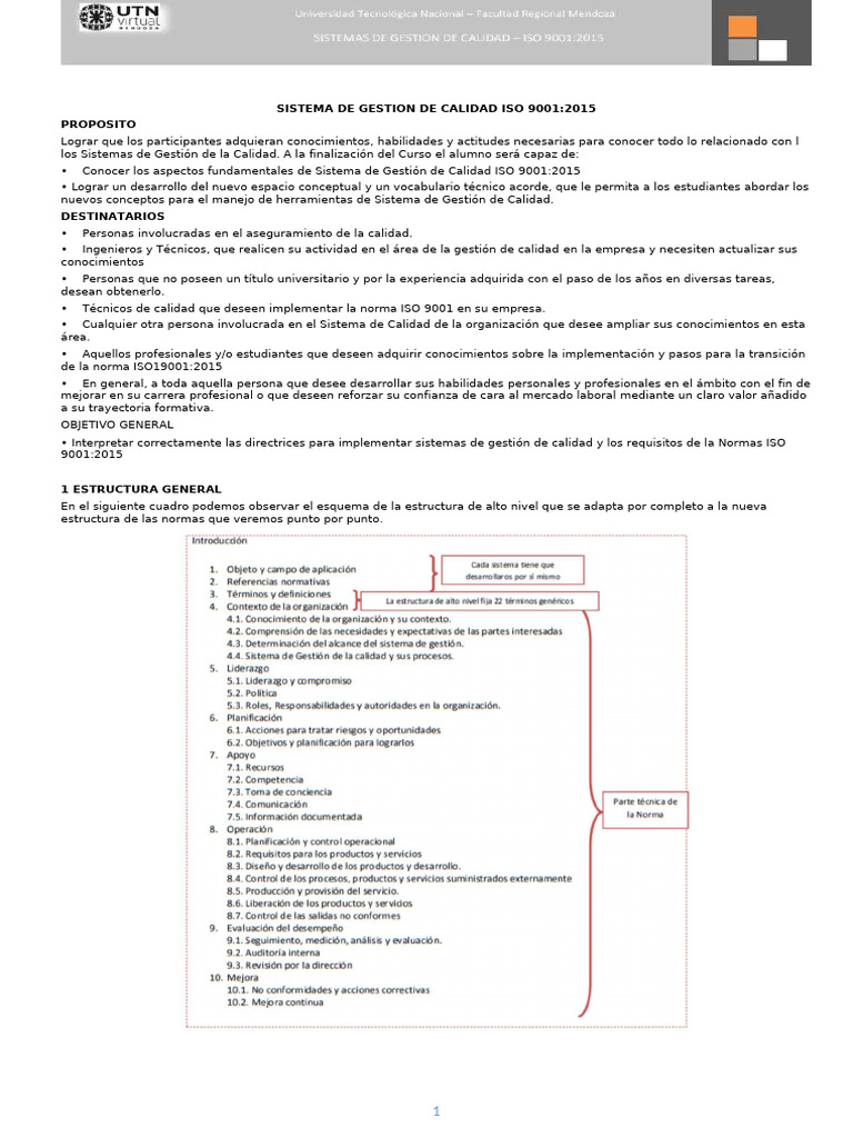 Curso de ISO 9001:2015 en Calidad | PDF | Sistema de manejo de calidad ...