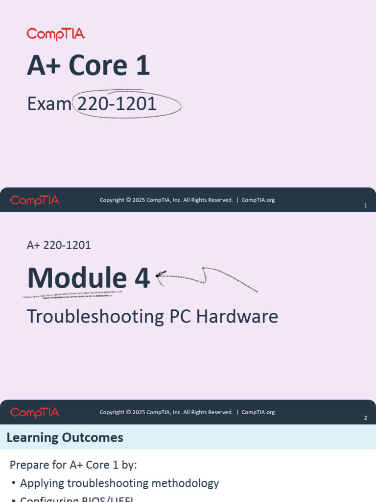 A+ Core 1: Troubleshooting PC Hardware | PDF | Bios | Booting