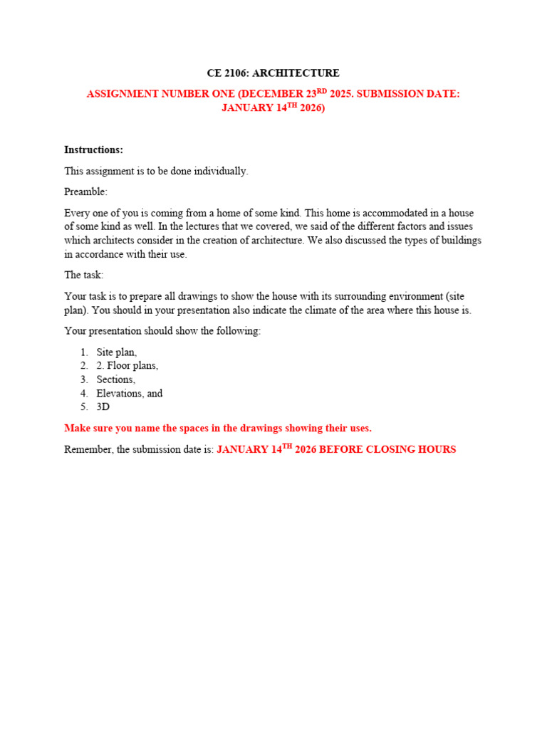 Architecture Assignment: House Design Plans | PDF