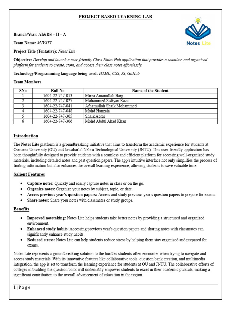 User-Friendly Class Notes Hub App | PDF | Cognition | Computing