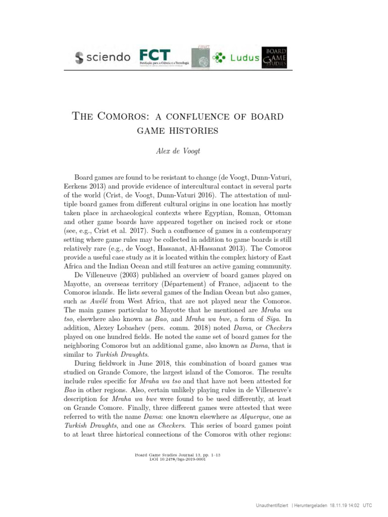 Board Game Traditions in the Comoros | PDF | Board Games | Traditional ...
