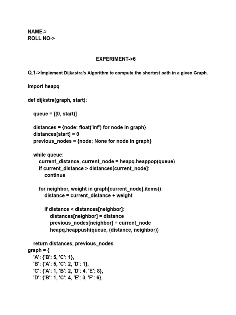 Dijkstra's Algorithm Implementation | PDF