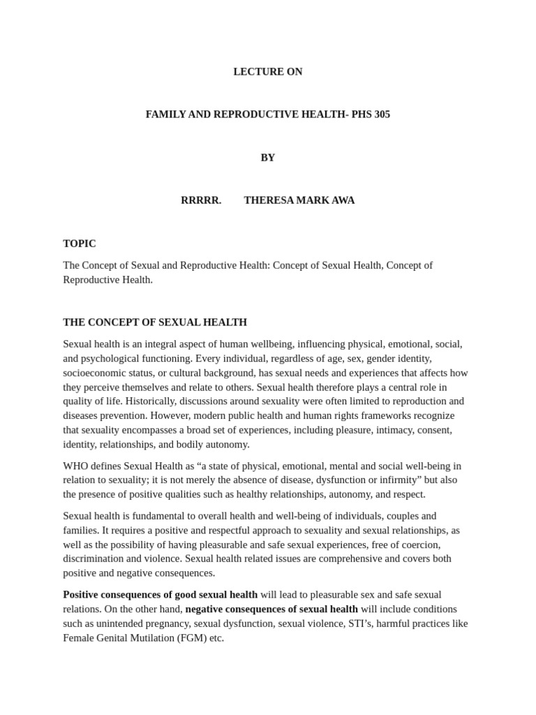 Understanding Sexual and Reproductive Health | PDF | Maternal Health ...