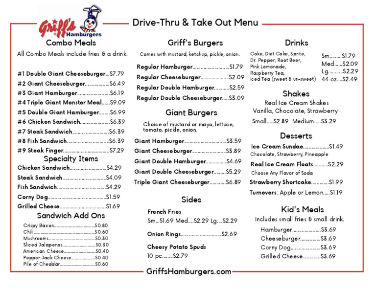 Grffs Tasteful Menu | PDF | Hamburgers | Foods