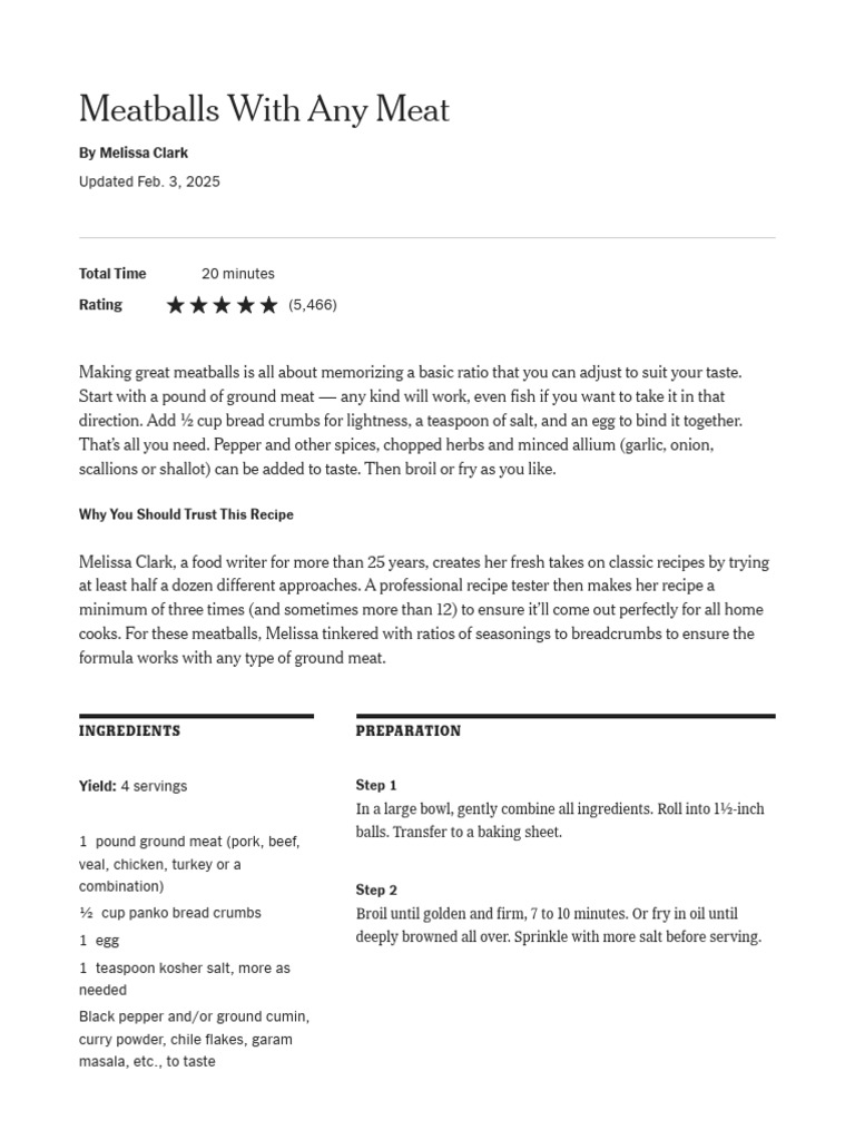 Versatile Meatball Recipe Guide | PDF