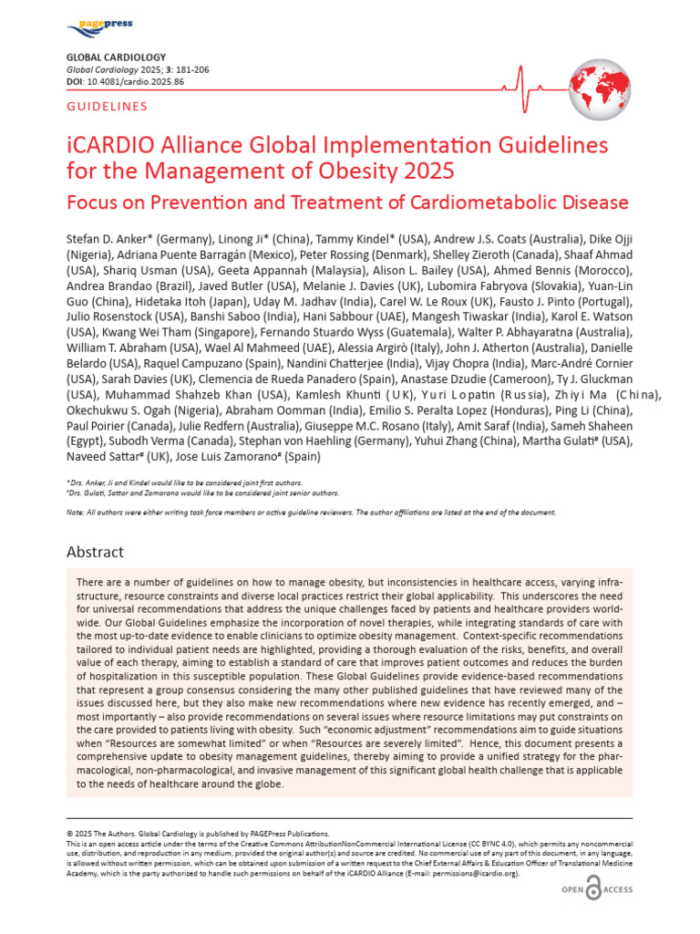 ICARDIO Alliance Global Implementation Guidelines | PDF | Body Mass ...