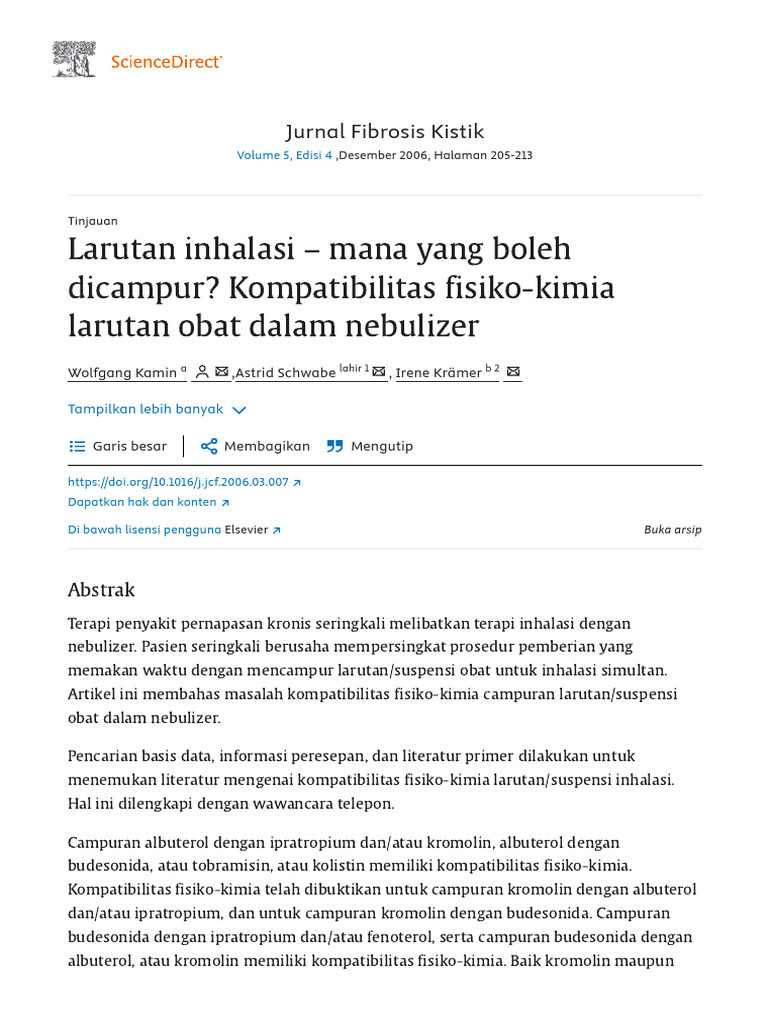 Kompatibilitas Larutan Inhalasi Nebulizer | PDF