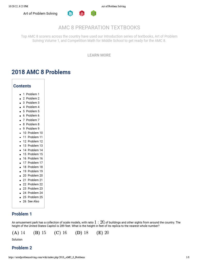 AMC8 2018 | PDF | Area | Mathematics