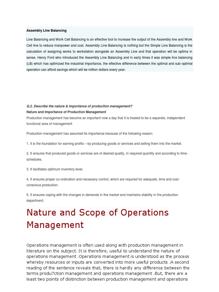 Assembly Line Balancing PDF Operations Management Lean Manufacturing