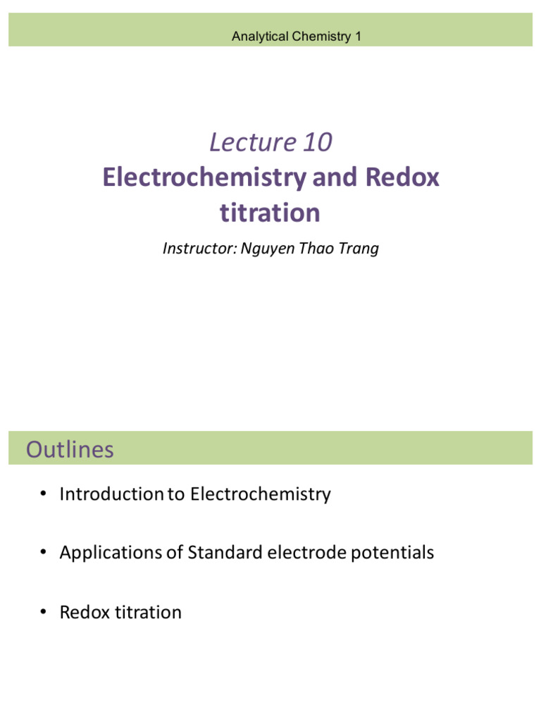 Electrochemistry and Redox Titration Guide | PDF | Electrochemistry | Redox