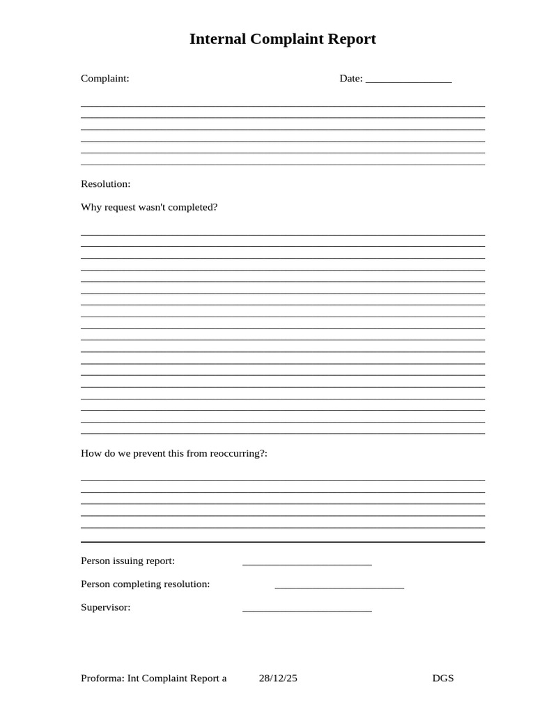 Internal Complaint | PDF