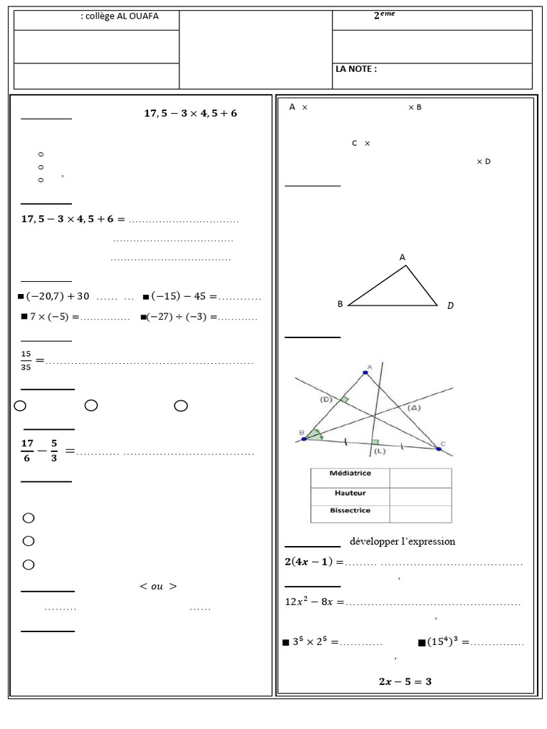 Évaluation Diagnostique Math 2e Année | PDF | Mathématiques discrètes ...