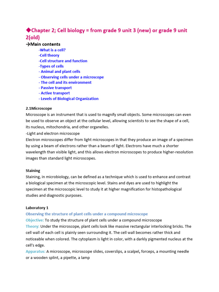 Cell Biology and Microscopy Overview | PDF | Endoplasmic Reticulum ...