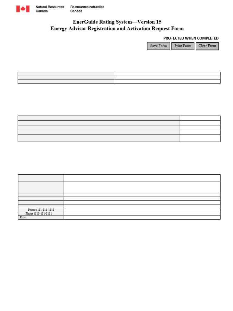 EnerGuide Rating System v15 Registration Form | PDF