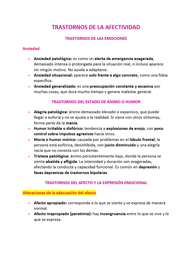 Trastornos de La Afectividad | PDF | Las emociones | Ansiedad