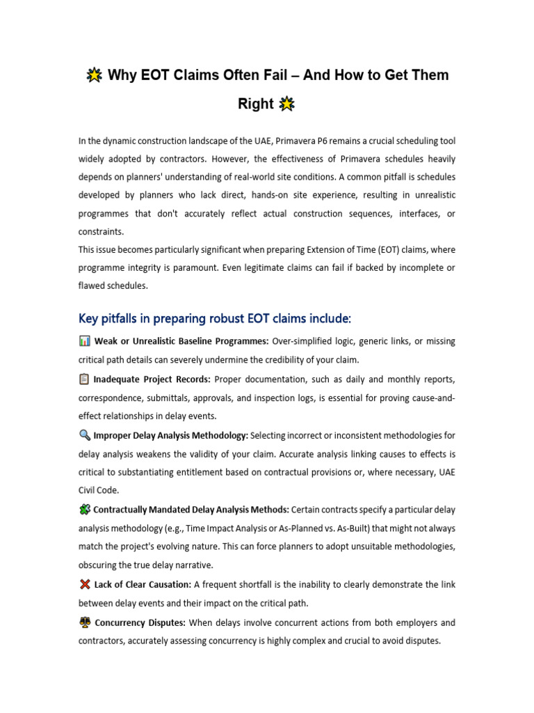 EOT Claims: Common Failures & Solutions | PDF | Methodology ...