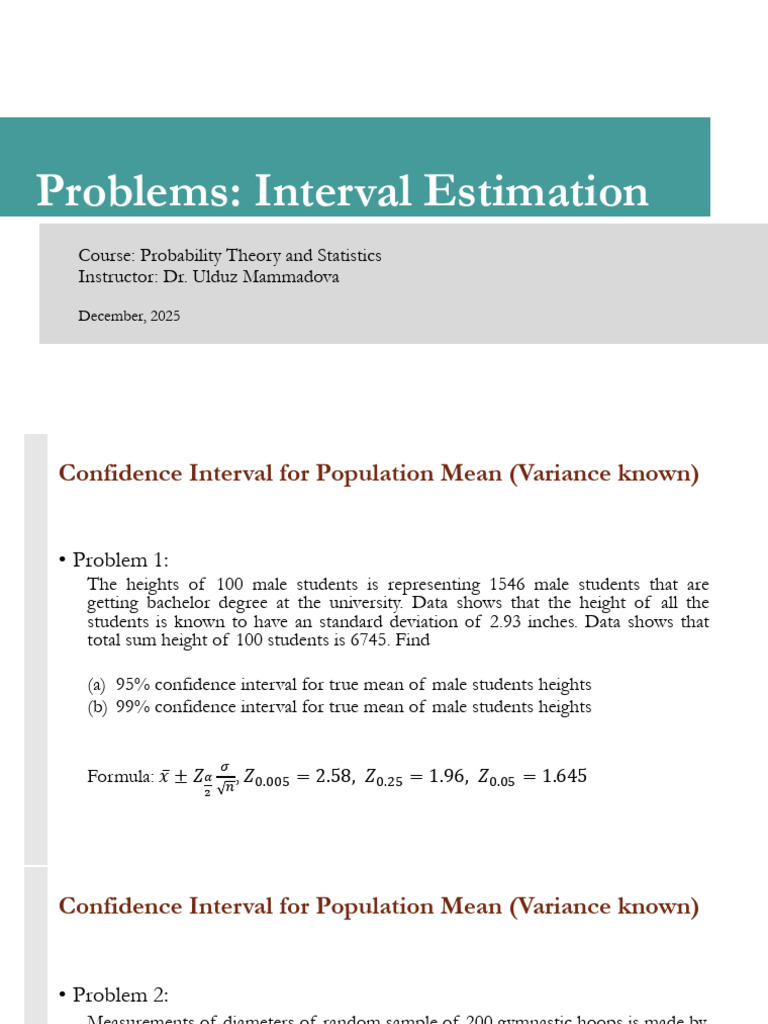 Confidence Intervals in Statistics Problems | PDF | Standard Deviation ...