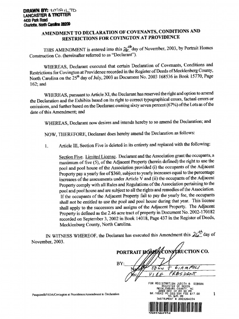 CCRs - 1st Amendment - Blake Port | PDF
