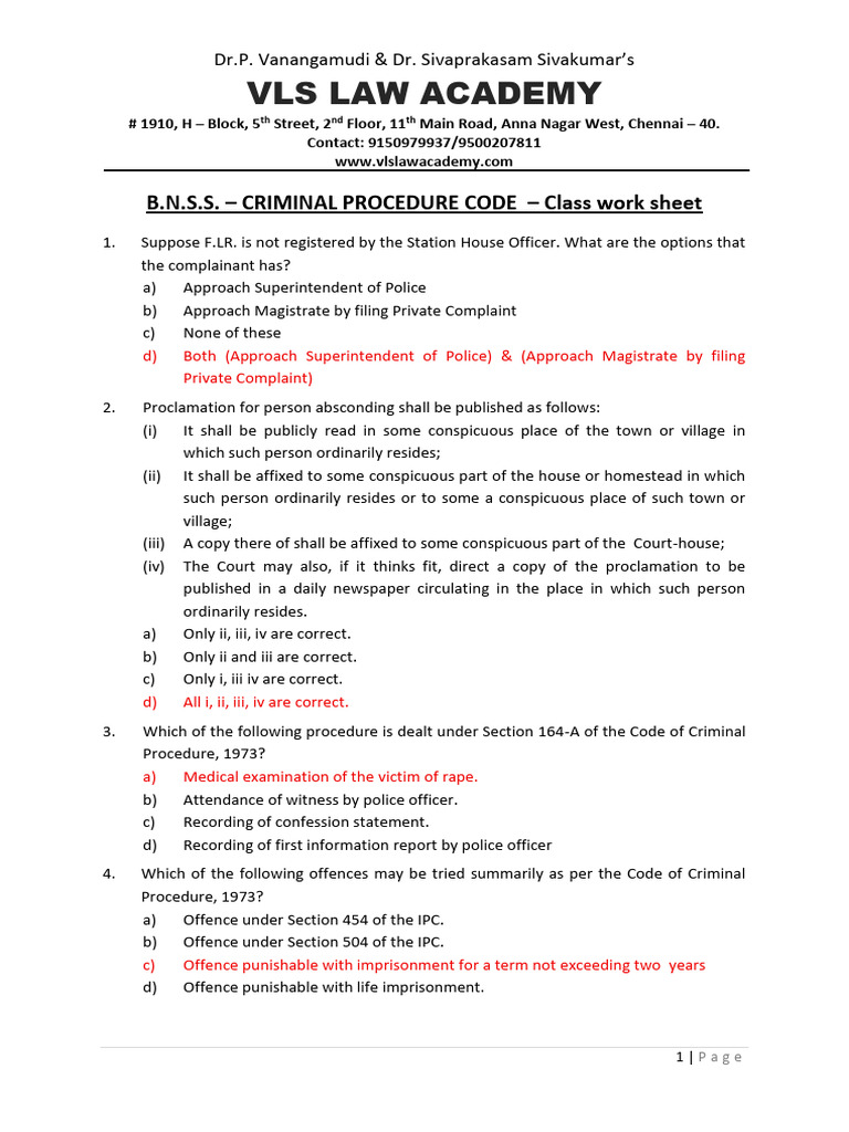 Criminal Procedure Code Class Worksheet | PDF | Bail | Legal Action