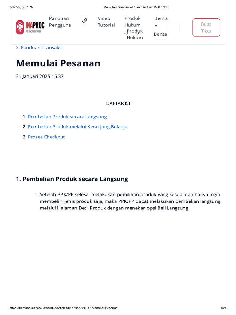Panduan Pembelian Produk INAPROC | PDF