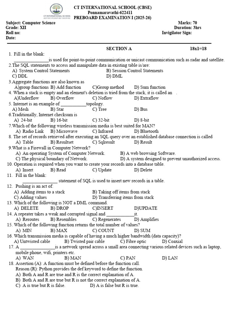 G12 Computer PB1 10copies 1 | PDF | Computer Network | Sql