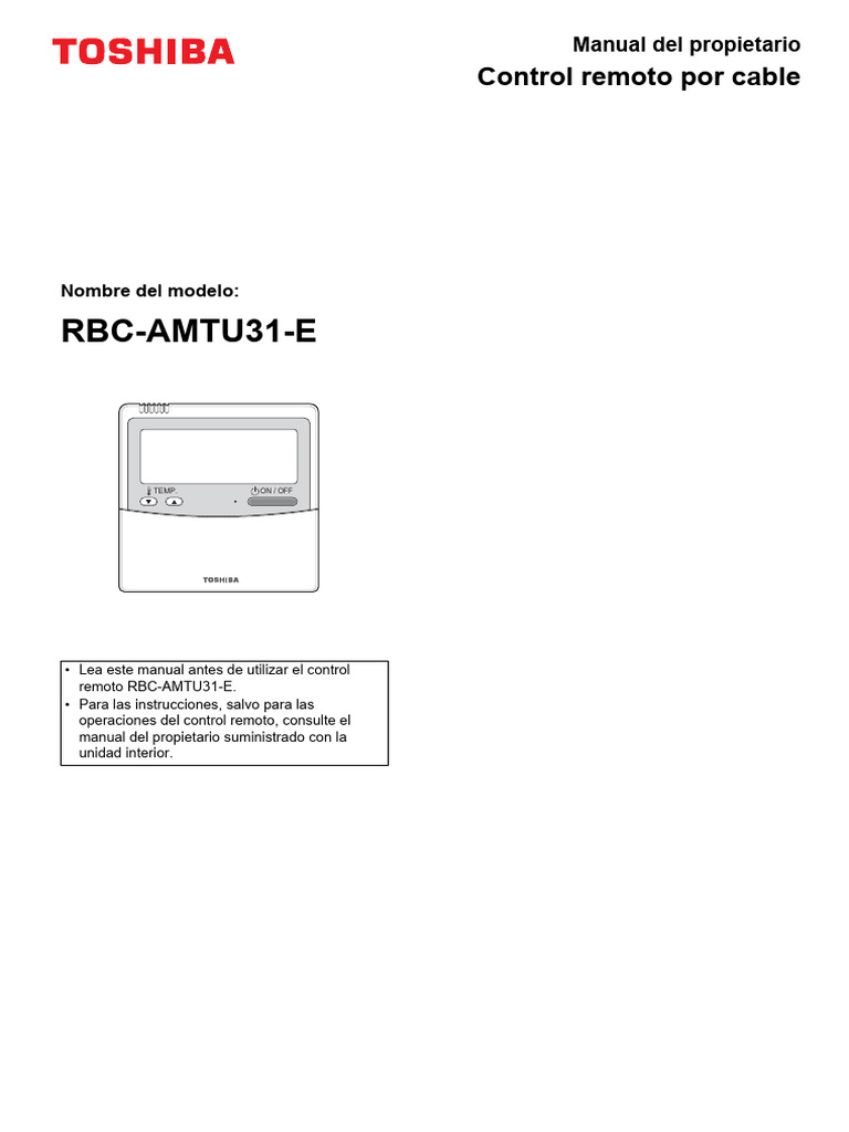 Manual de uso control remoto RBC-AMTU31-E | PDF | Control remoto ...