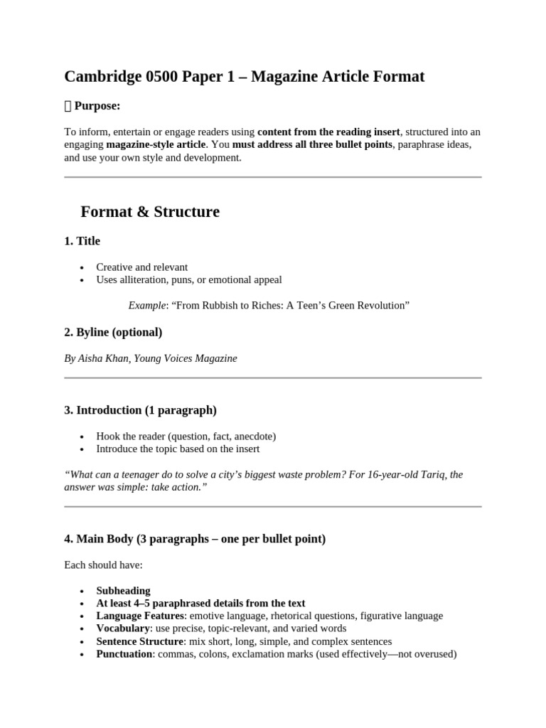 Magazine Article Guide for Teens | PDF | Punctuation | Linguistics