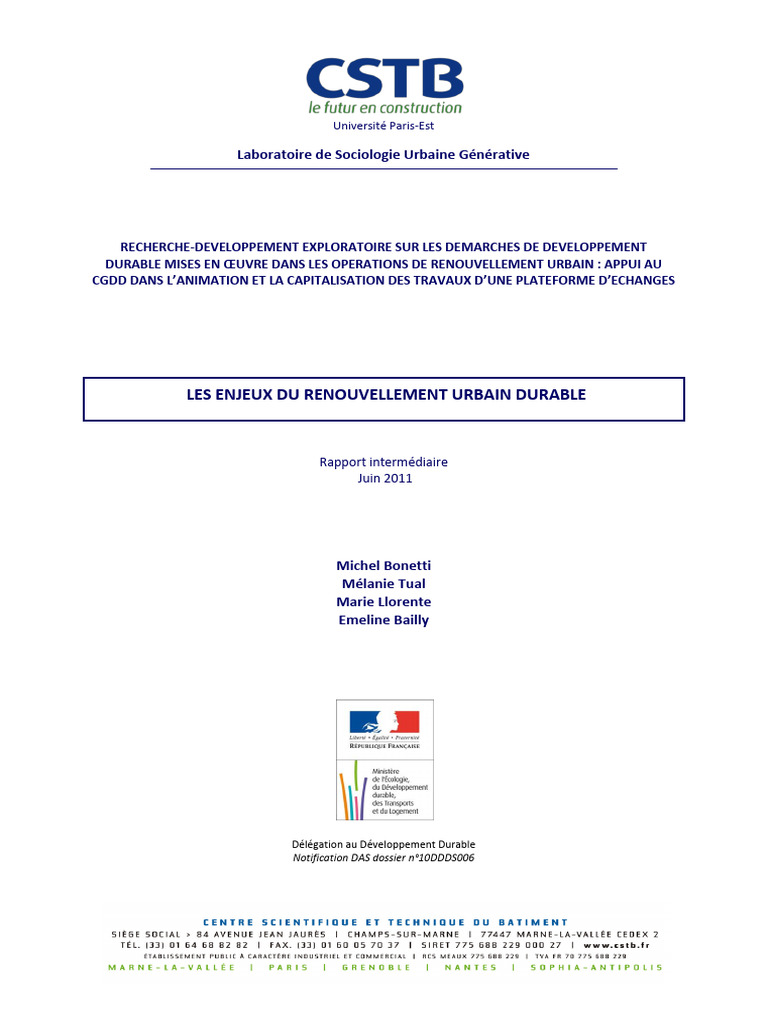 Renouvellement urbain durable : enjeux et démarches | PDF ...