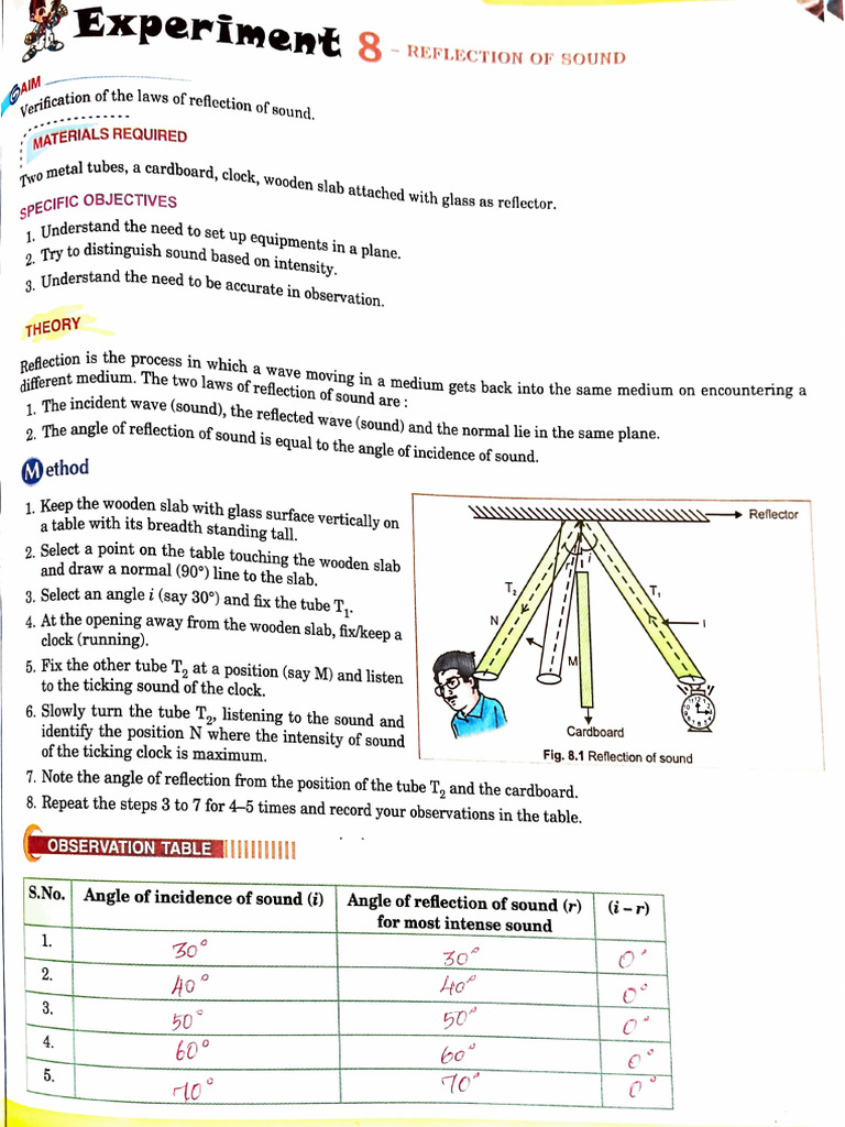 Sound Reflection Experiment Guide | PDF | Mixture | Thermometer