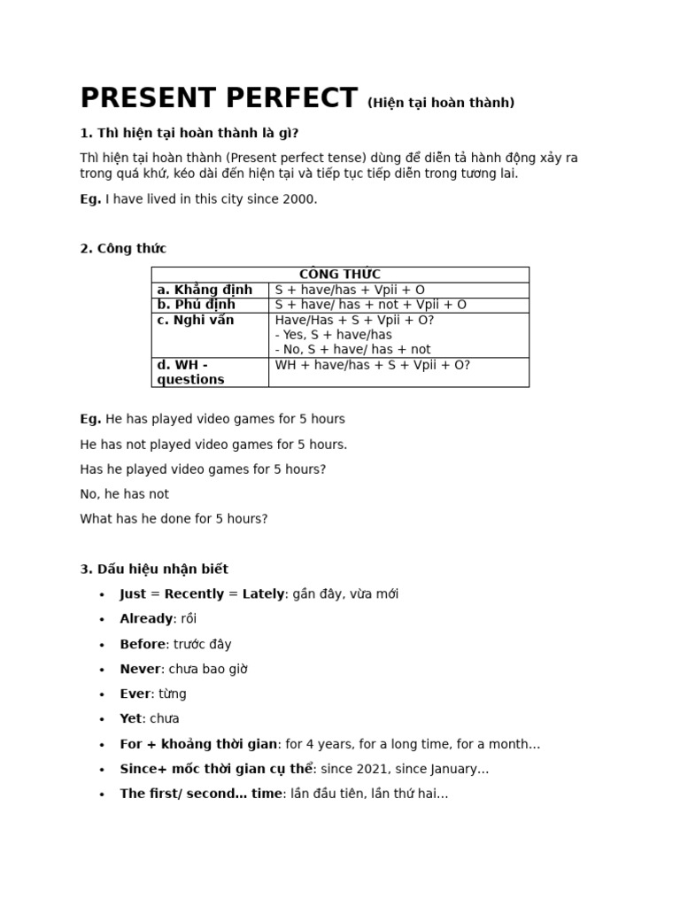Present Perfect Tense Explained | PDF