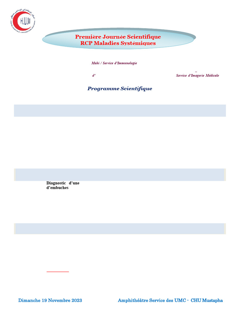 Journée Scientifique RCP Maladies Systémiques | PDF | Maladies et ...