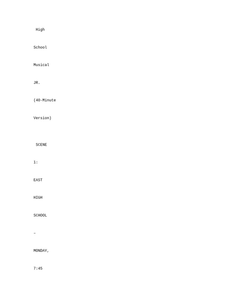 High School Musical JR. Script | PDF