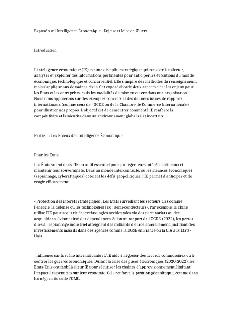 Intelligence Économique : Enjeux et Stratégies | PDF | Intelligence ...