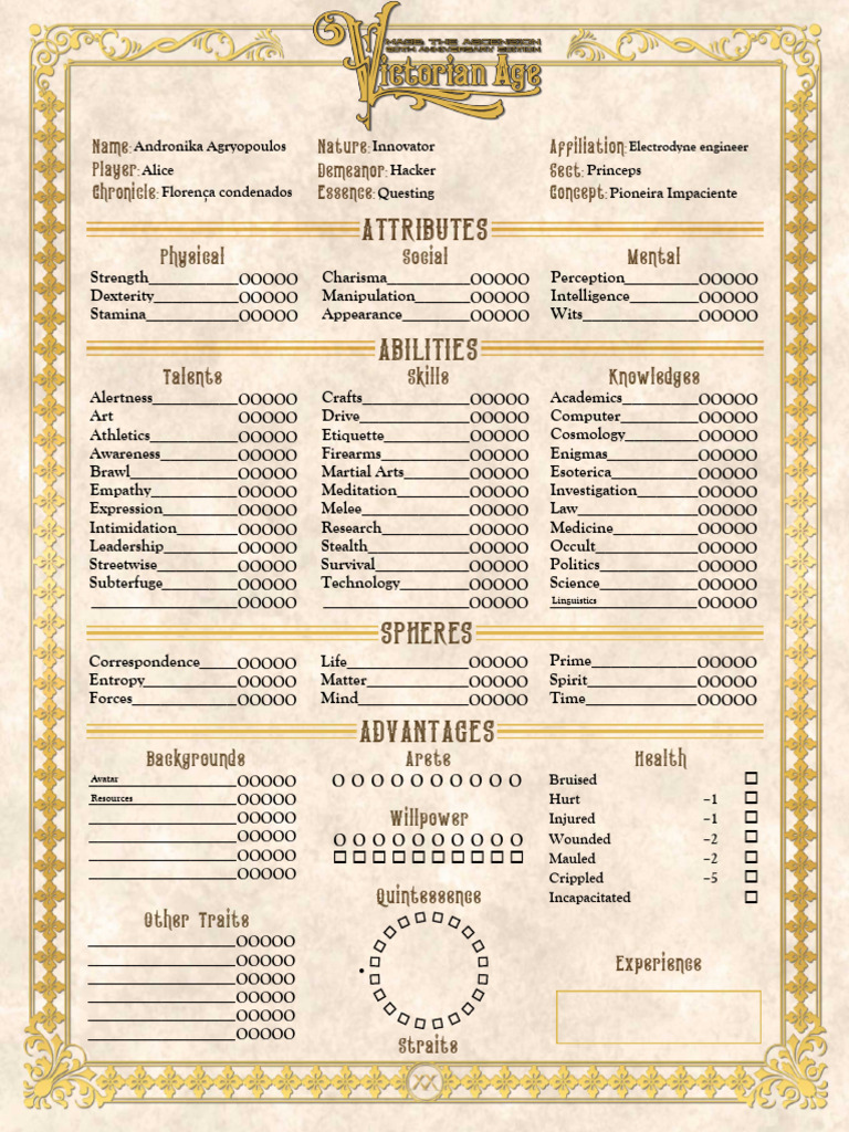 Character Sheet for RPG Player | PDF