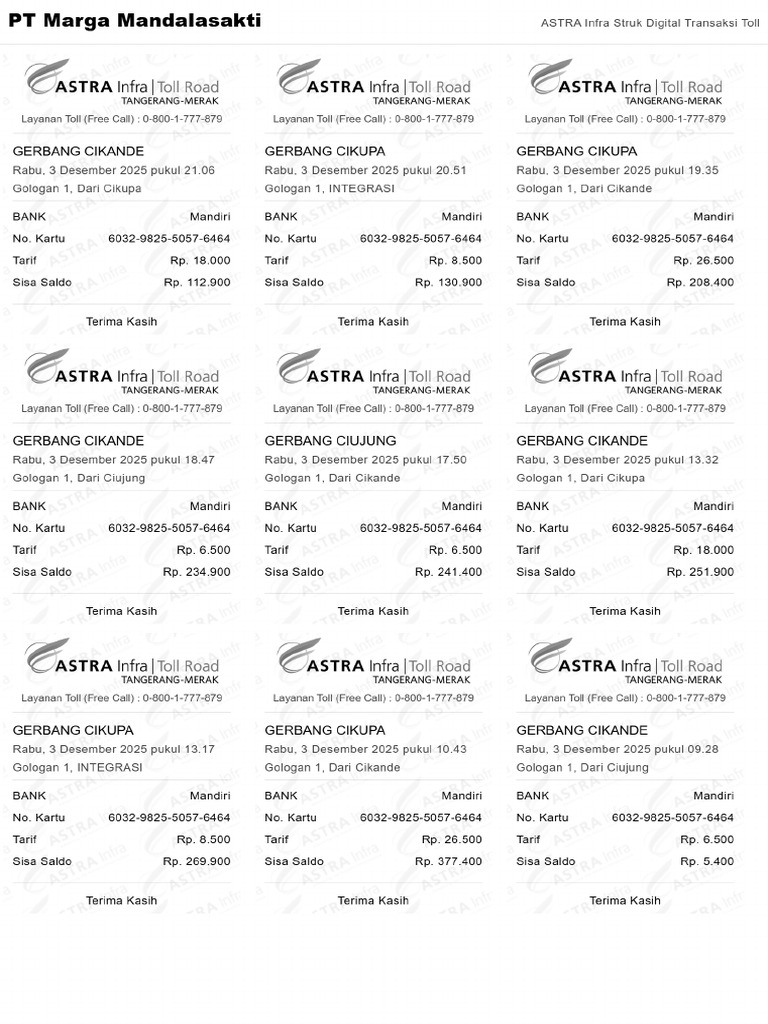 ASTRA Infra Struk Digital Transaksi Toll - 2025121914593 | PDF