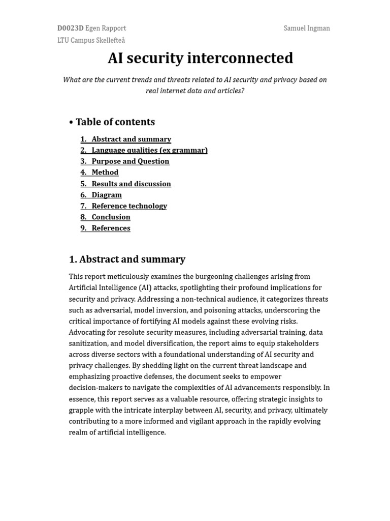 AI Security Threats and Defenses Report | PDF | Artificial Intelligence ...