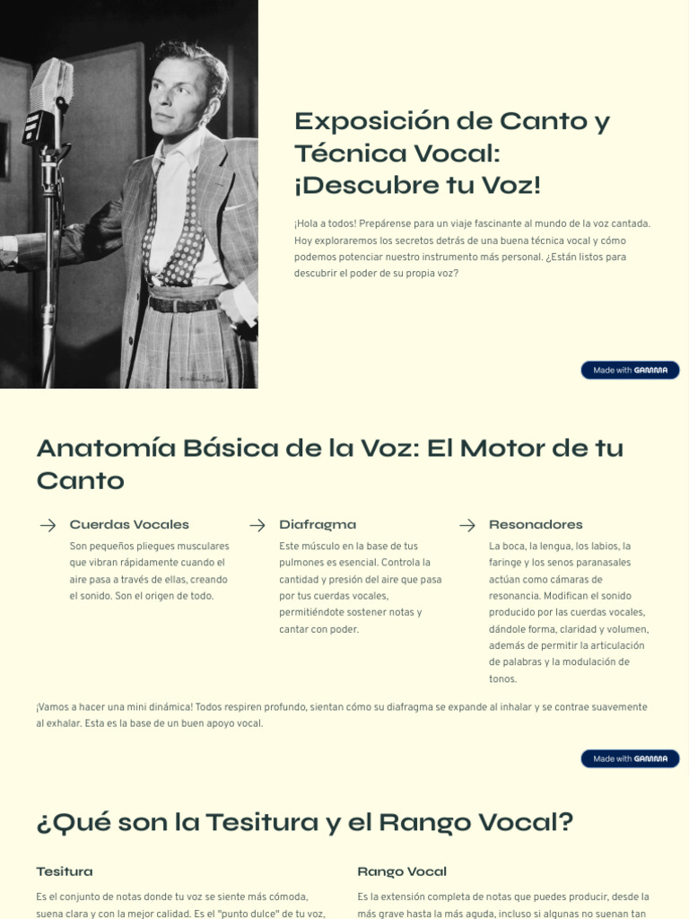 Exposicion de Canto y Tecnica Vocal Descubre Tu Voz 1 | PDF | Canto ...
