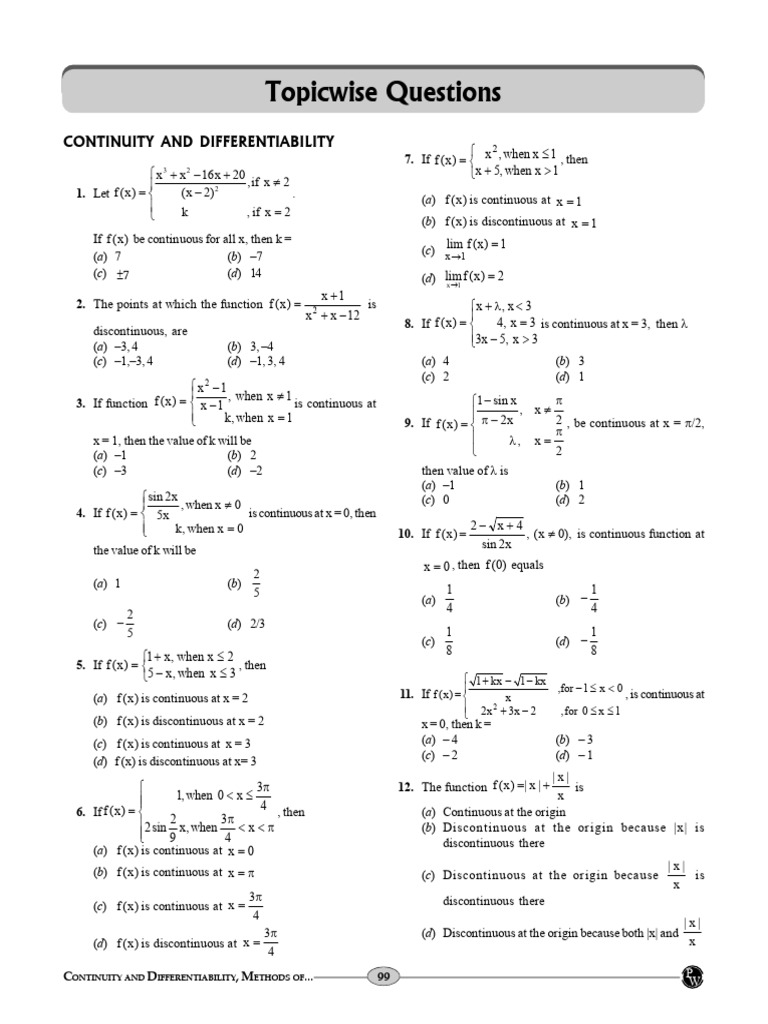 Chapter-04_Continuity and Derivability Methods of Differentiation | PDF ...