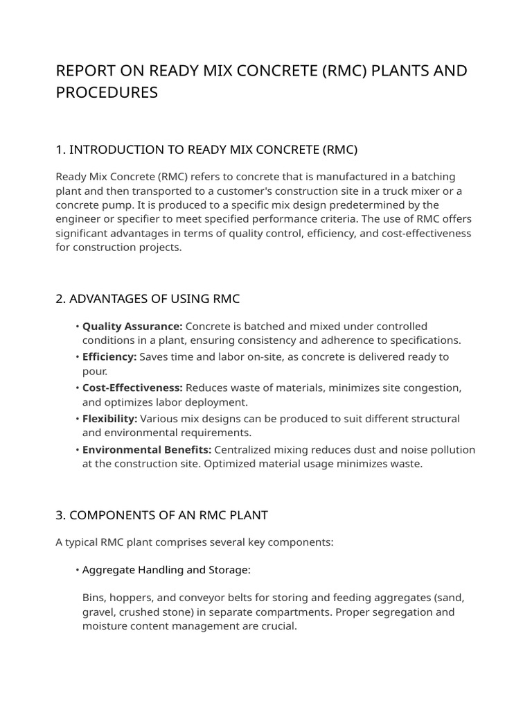 Ready Mix Concrete Plants Overview | PDF | Concrete | Materials