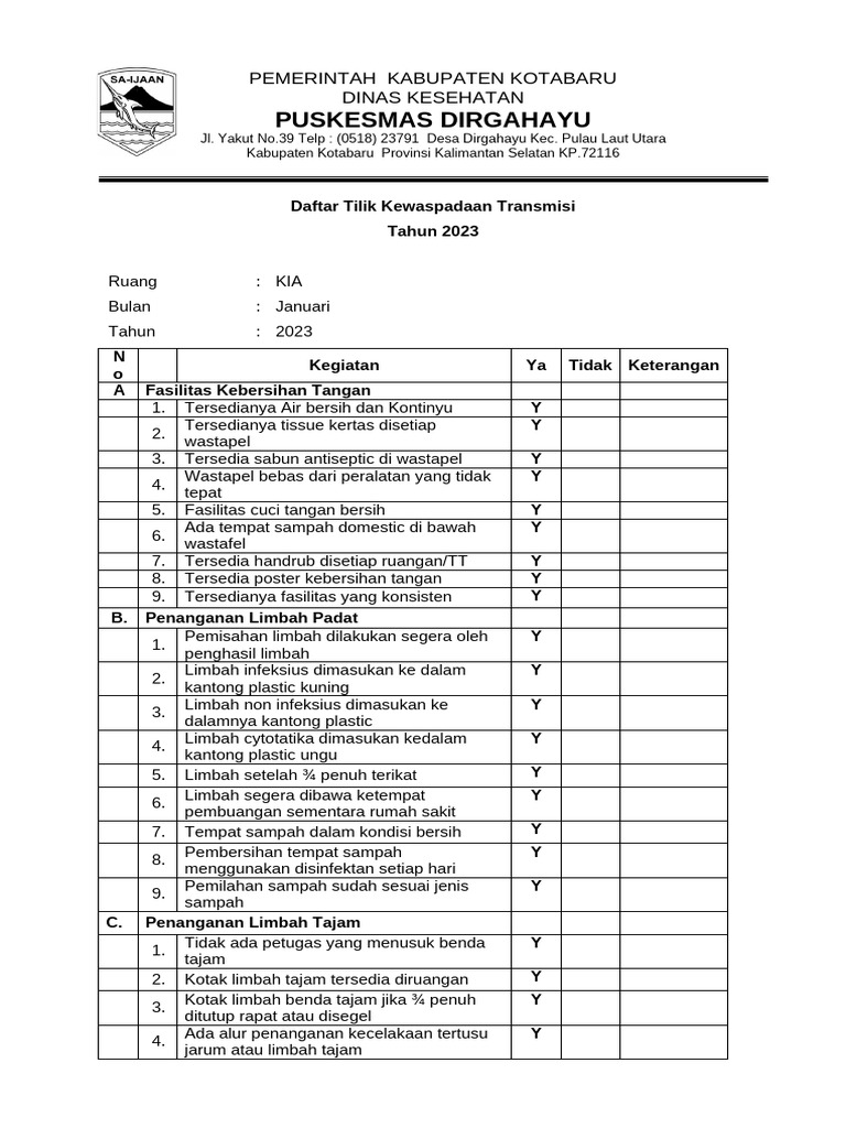 Daftar Tilik Kewaspadaan Transmisi 2023 | PDF