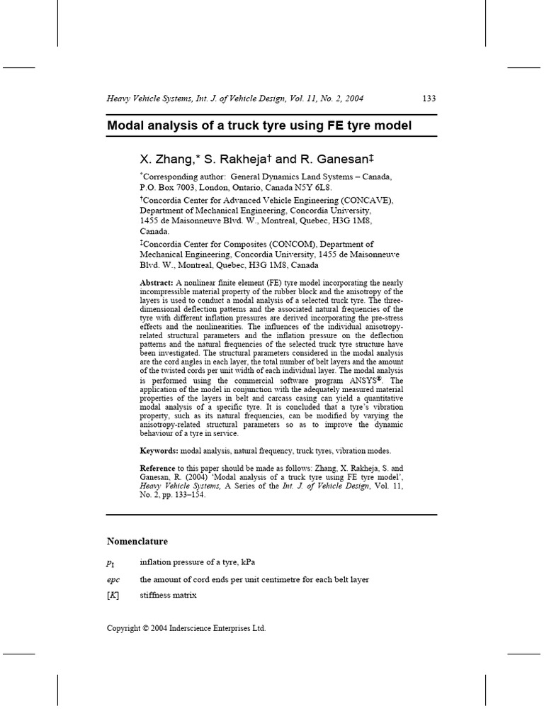 Truck Tyre Modal Analysis Using FE Model | PDF | Tire | Normal Mode