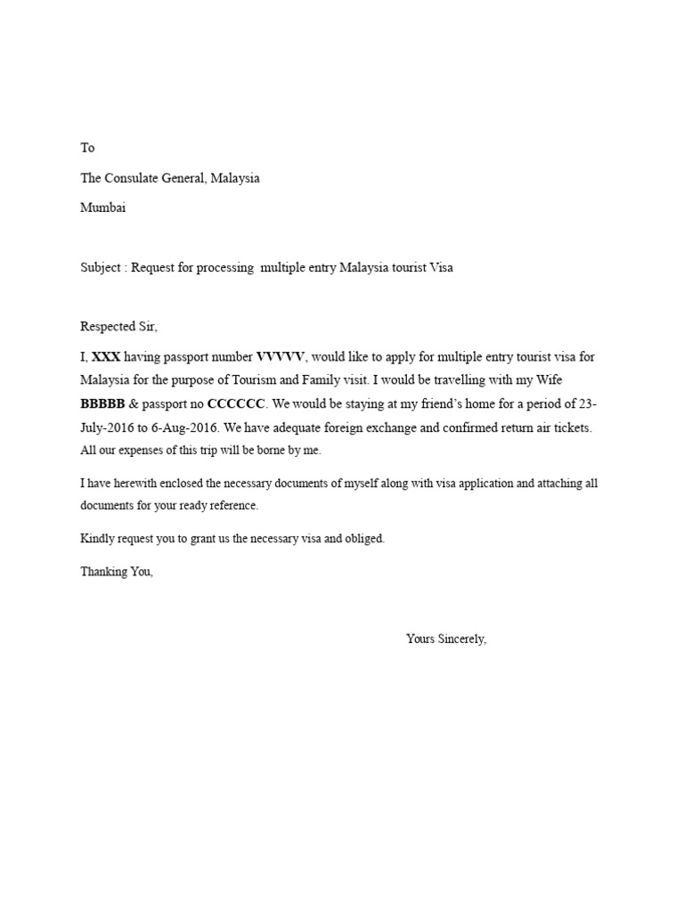 Toaz - Info Covering Letter Malaysia Visa PR | PDF