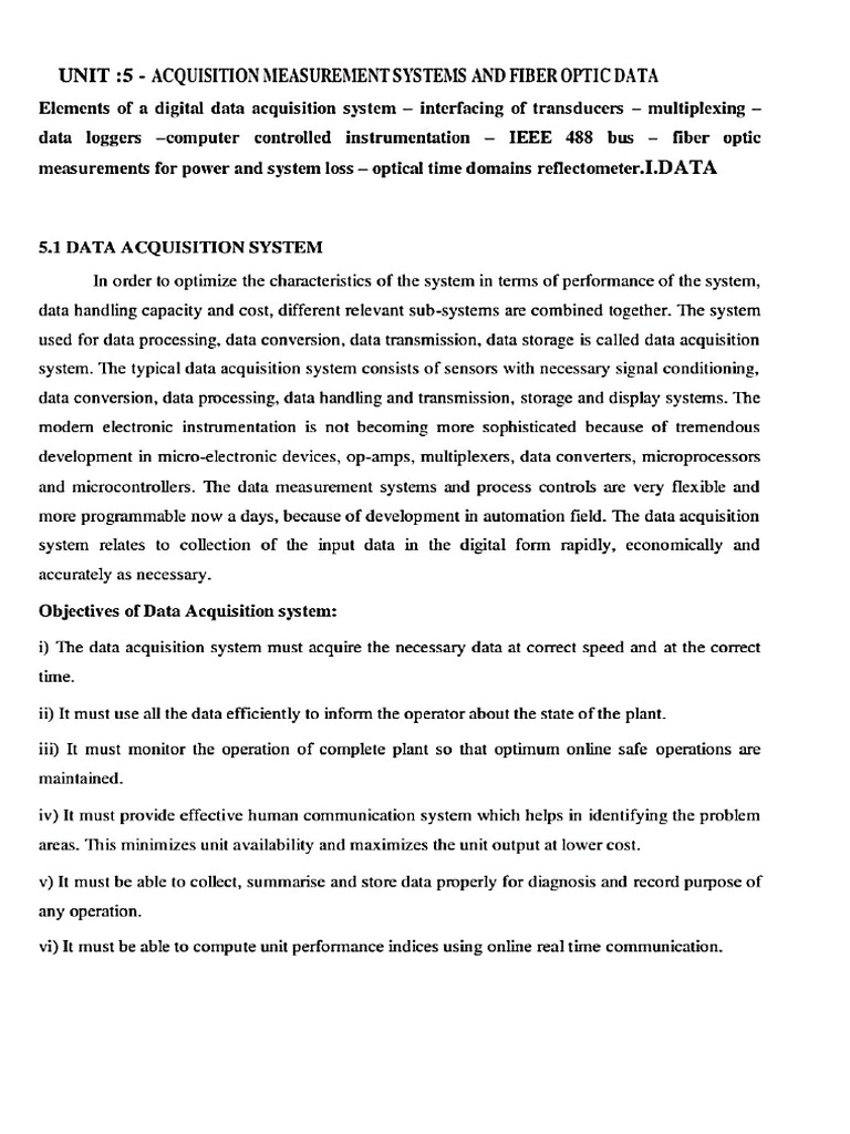 Unit-1 Data Acquisition Systems in Power Systems | PDF