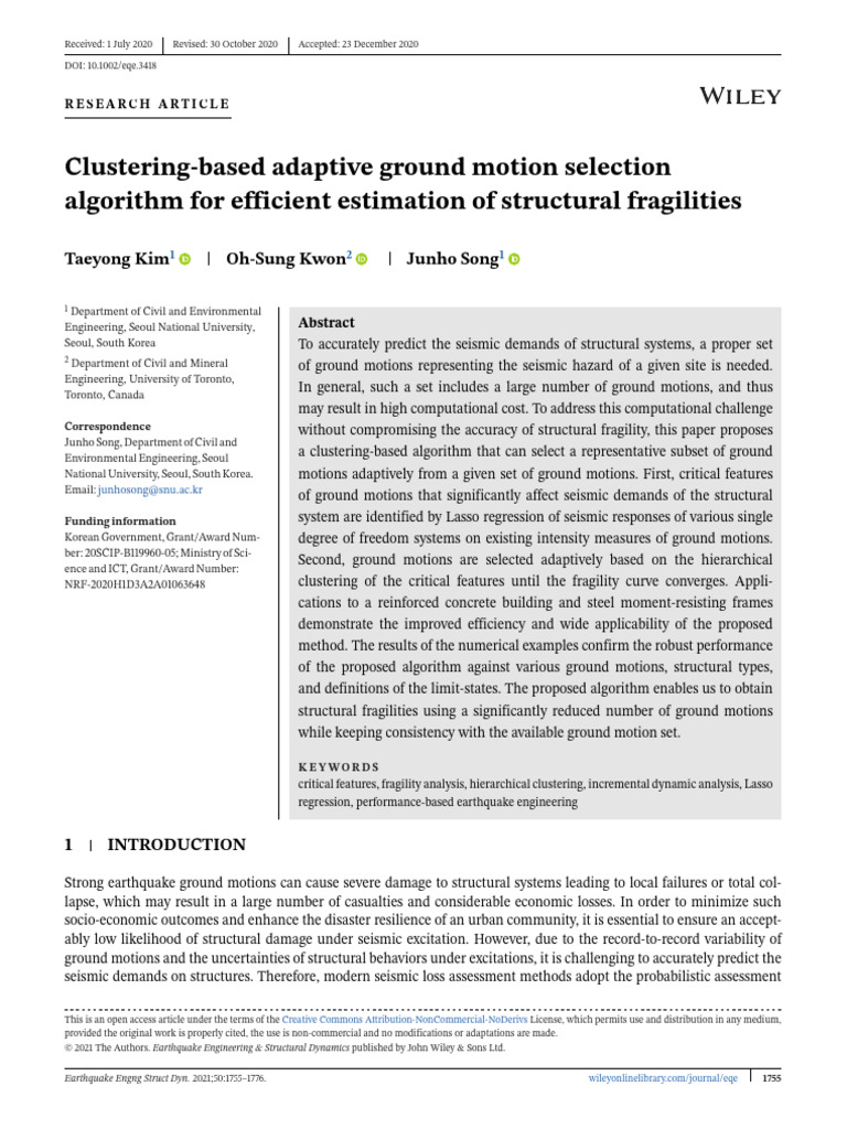 Clustering-based Adaptive Ground Motion Selection | PDF | Linear ...