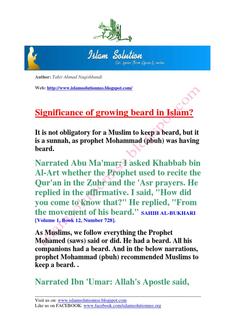 Importance of Beard in Islam | PDF