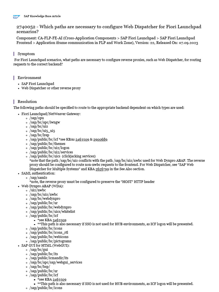 Configure Web Dispatcher for Fiori FLP | PDF | Proxy Server | Computing