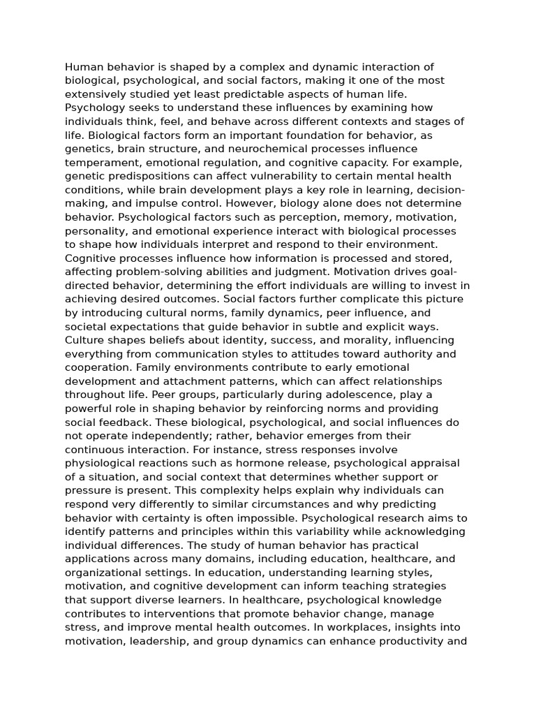 Human Behavior | PDF | Sustainability | Psychology