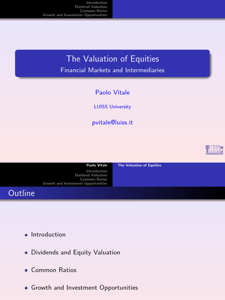 Equity Valuation and Dividend Analysis | PDF | Valuation (Finance ...